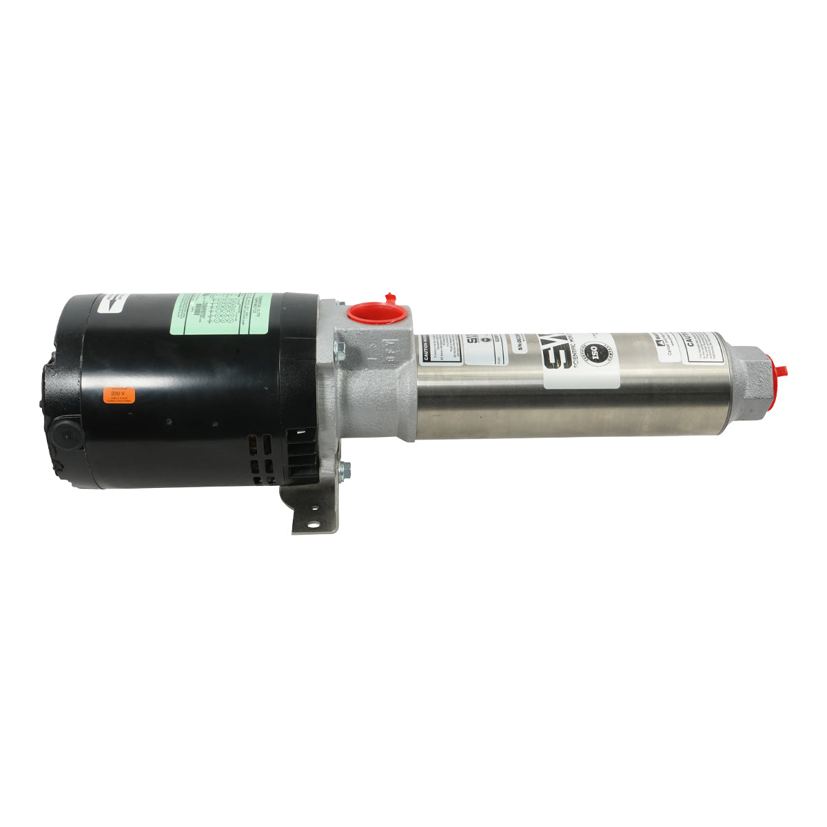 H-Flow Pump G20-7S, horizontal pump with black motor and stainless steel pump body with red caps