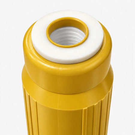 Iron Filter Cartridge, 2-7/8 inch size: close-up of the top cap and white gasket around the threaded center port
