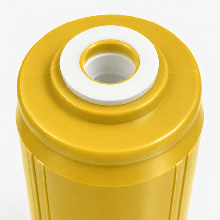Iron Filter Cartridge, close-up of the wide yellow top end with white gasket around the center opening