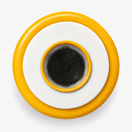 Lead Filter Cartridge, 2-7/8 inch size: top end seen straight on, white seal ring around the center port