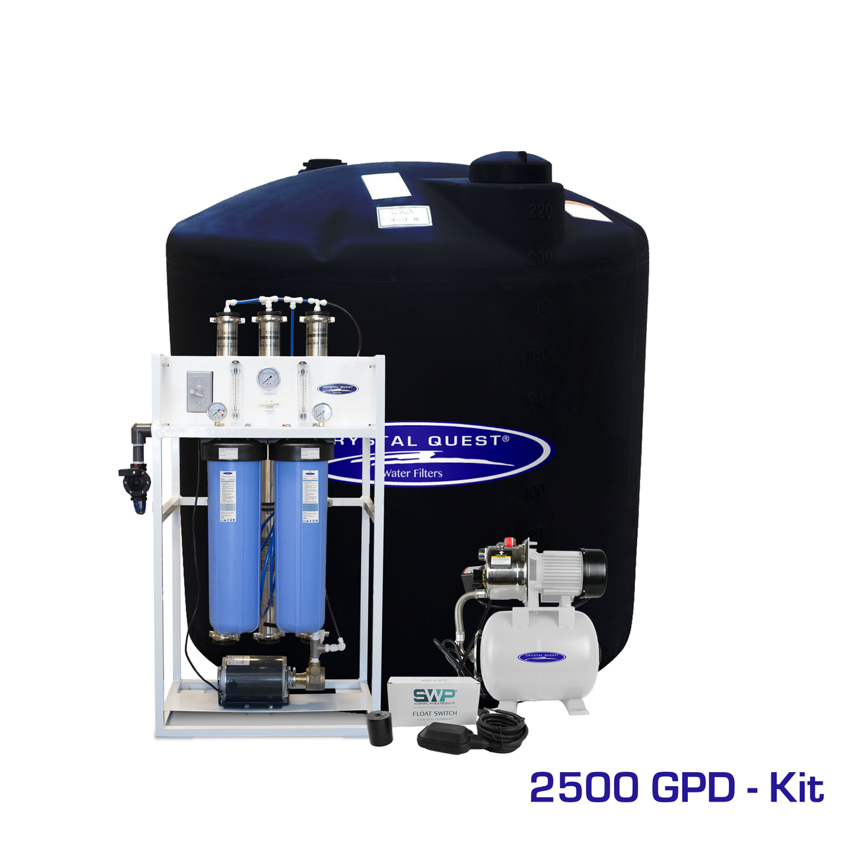 2,500 GPD / Add Storage Tank Kit (220 Gal) Medical Mid-Flow Reverse Osmosis System (500-7000 GPD) - Commercial - Crystal Quest