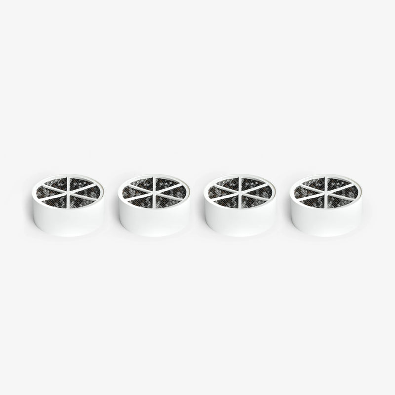 Bath Ball Replacement Cartridge, pack of four round white cartridges with six-section mesh faces