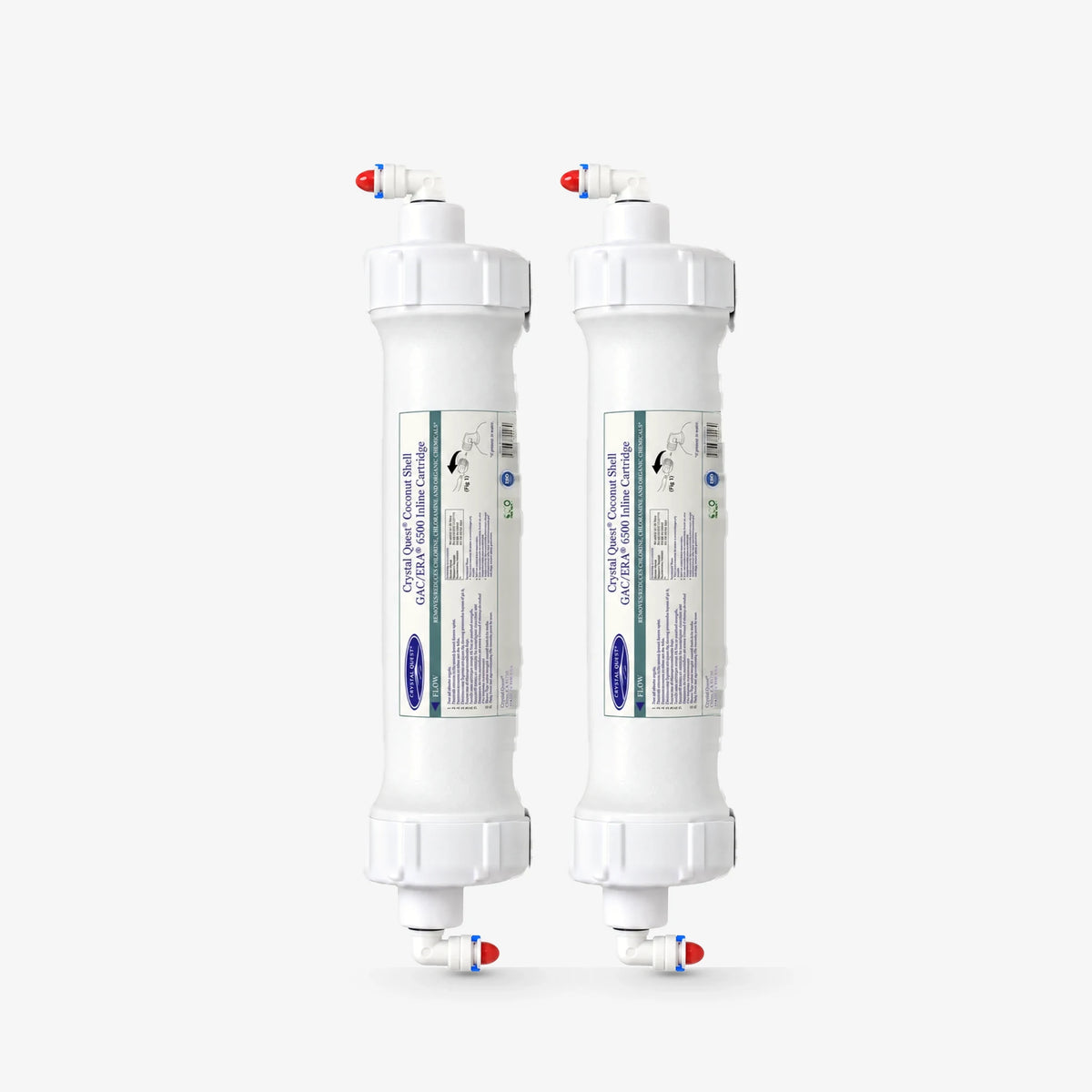 Quick Connect / Pack of 2 Inline Granular Activated Coconut Shell Carbon (GAC) Filter Cartridge - Water Filter Cartridges - Crystal Quest®