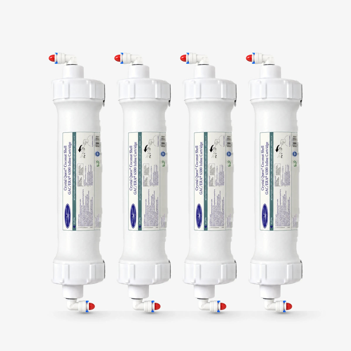 Quick Connect / Pack of 4 Inline Granular Activated Coconut Shell Carbon (GAC) Filter Cartridge - Water Filter Cartridges - Crystal Quest®