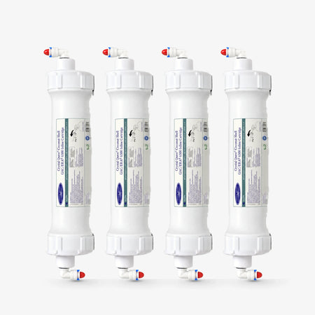 Quick Connect / Pack of 4 Inline Granular Activated Coconut Shell Carbon (GAC) Filter Cartridge - Water Filter Cartridges - Crystal Quest®