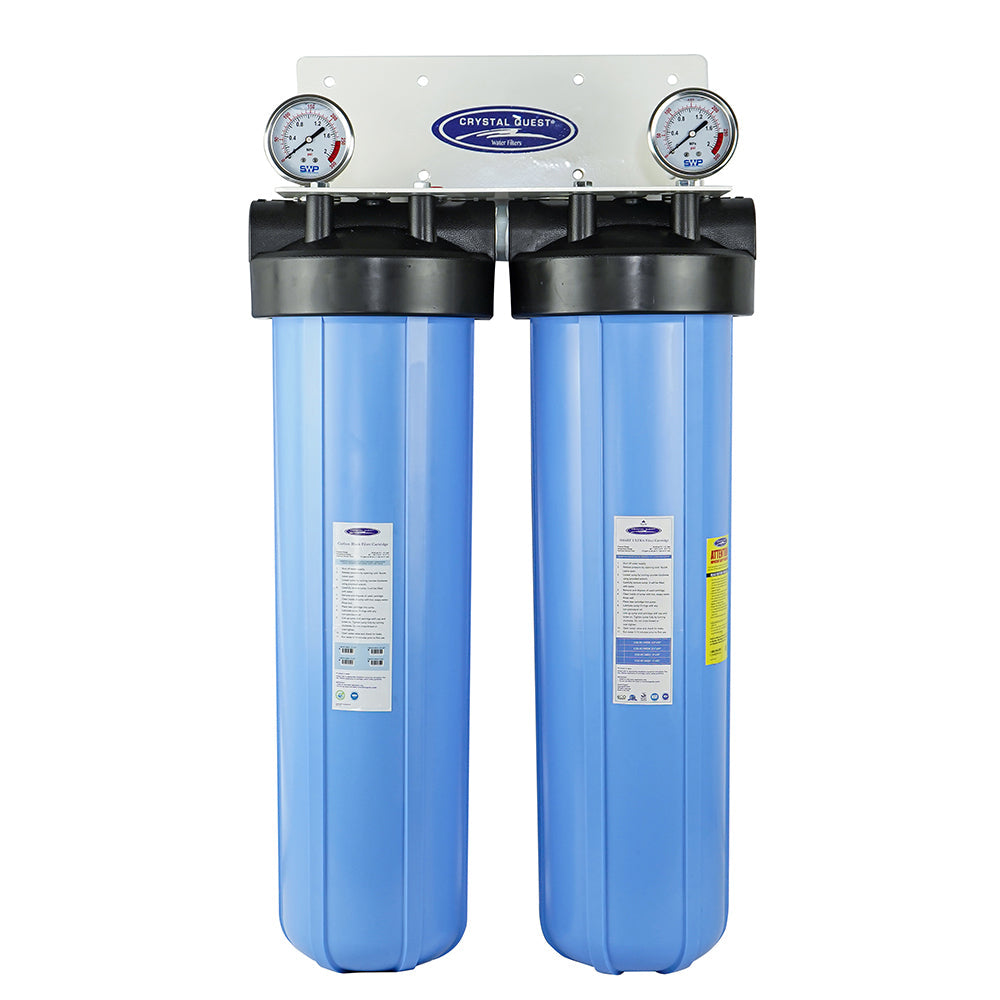 Sediment / Carbon Block / No System Stand 2-Stage Whole House Water Filter | Big Blue - Whole House Water Filters - Crystal Quest Water Filters