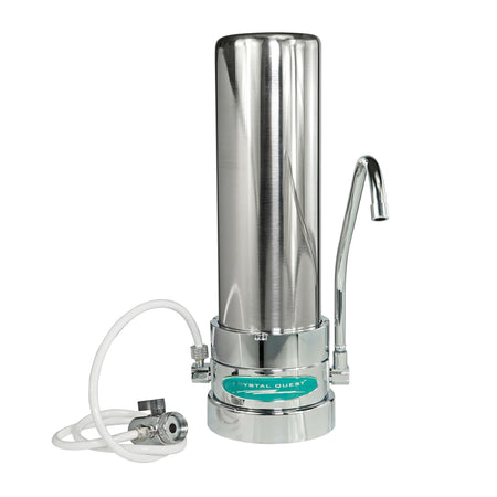 Single / Stainless Steel Alkaline Countertop Water Filter System - Countertop Water Filters - Crystal Quest