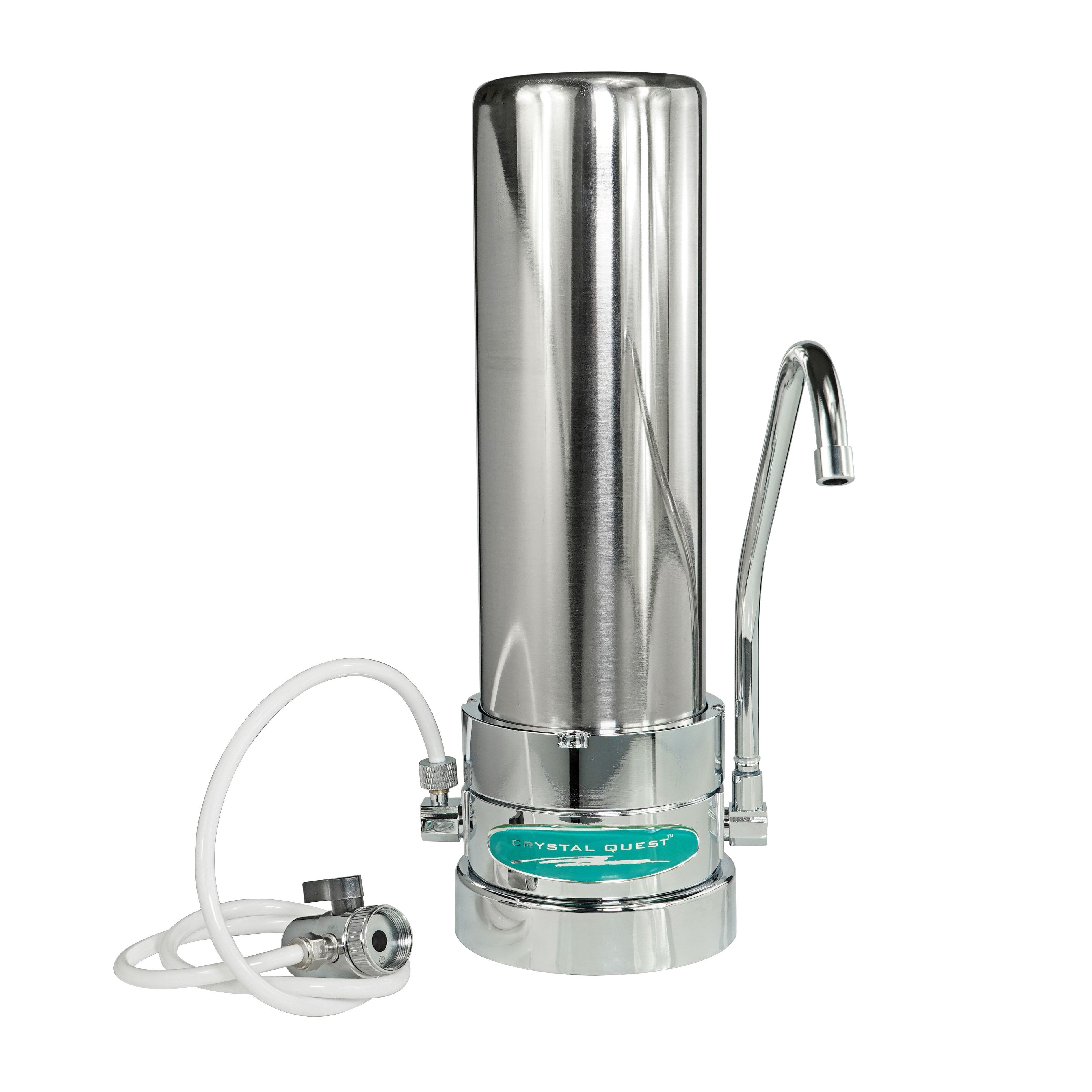 Single / Stainless Steel Nitrate Countertop Water Filter System - Countertop Water Filters - Crystal Quest