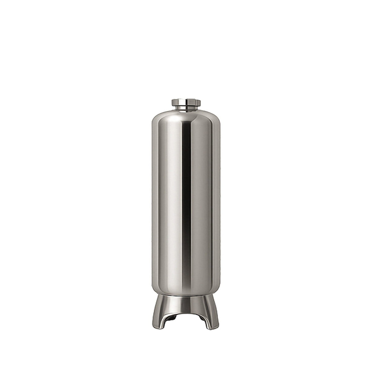 Stainless steel water filtration media tank with flanged top opening and support legs