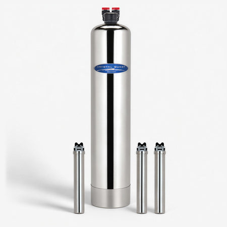 Salt-Free Water Conditioner, stainless steel tank with three stainless filter housings
