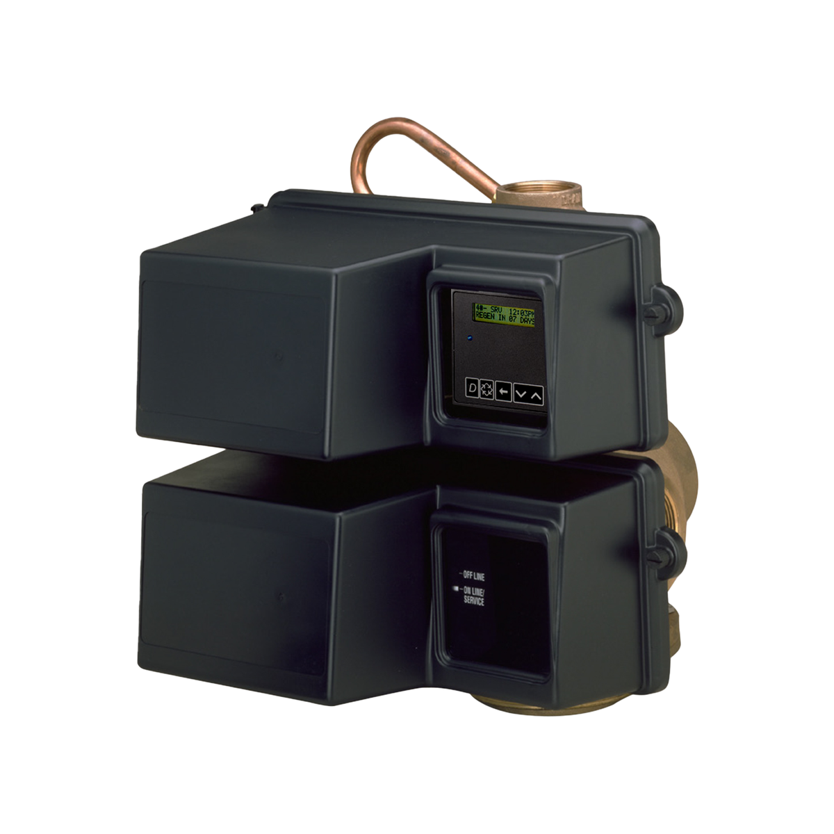 3900 Flow Timer and Meter Control Head, digital display and keypad version with brass body