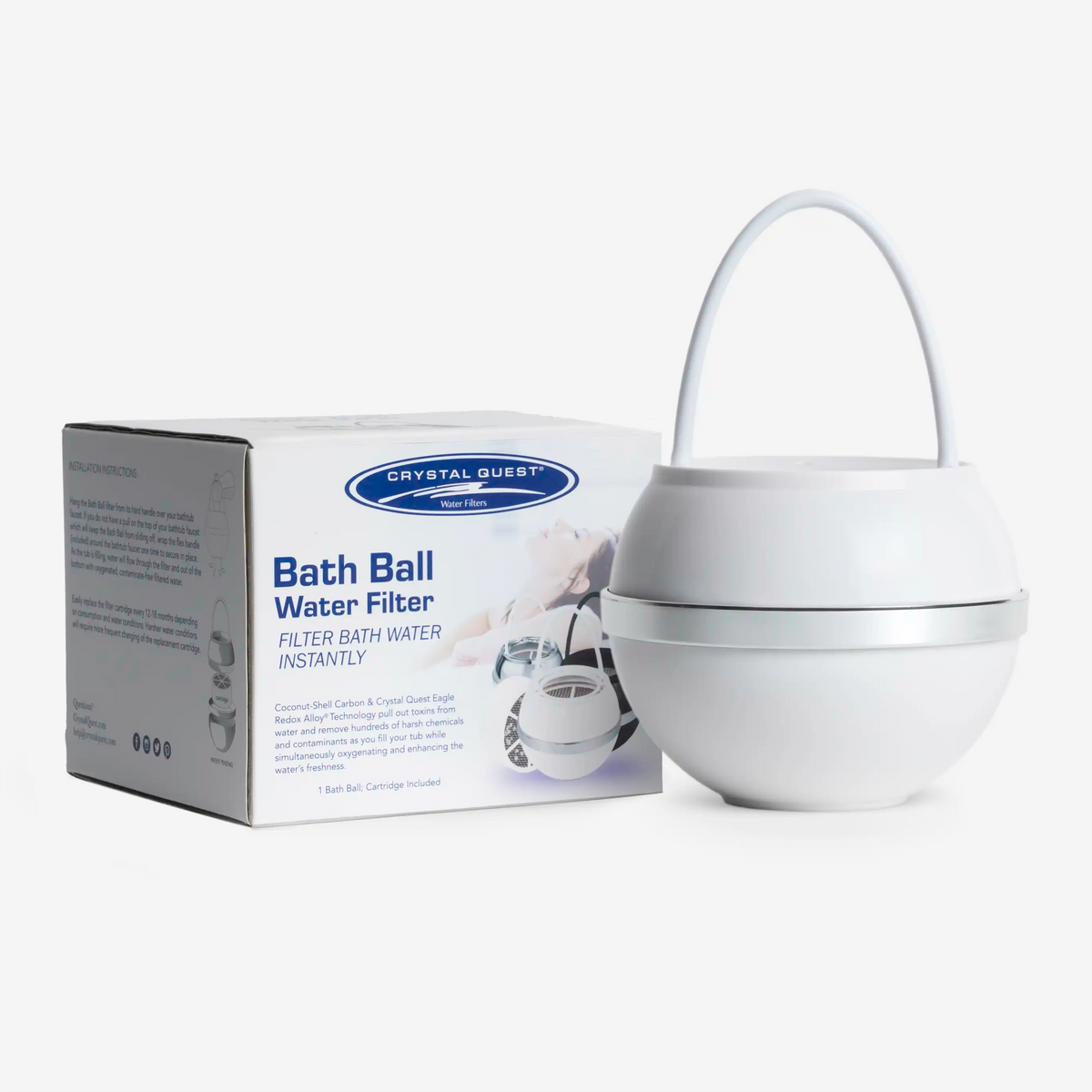 White Bath Ball® Filter - Shower Bath Filters - Crystal Quest