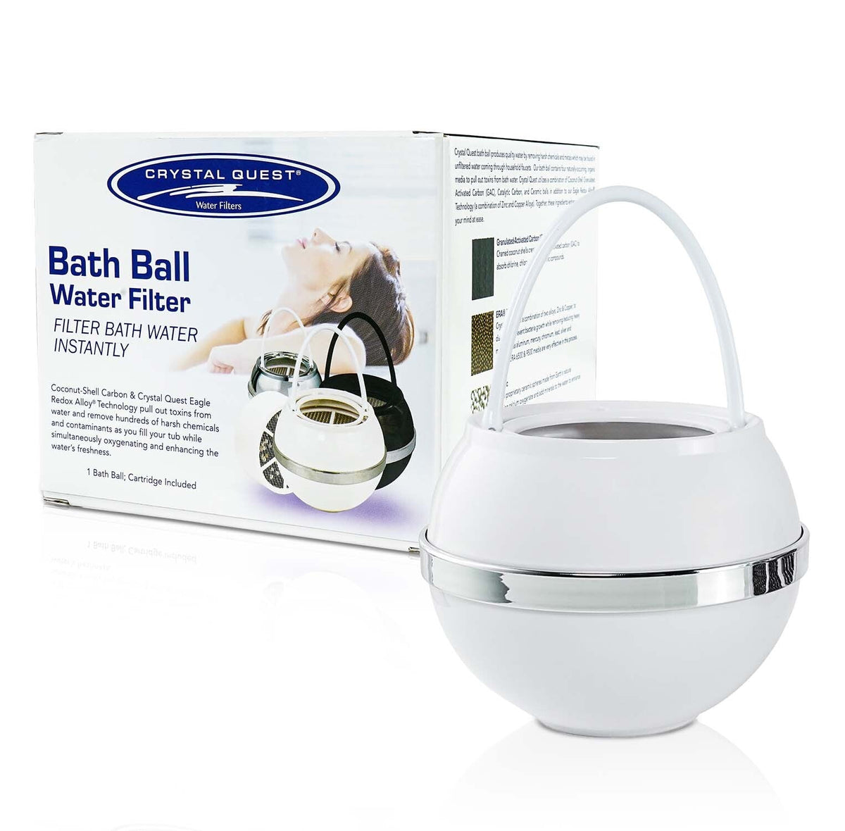 White Bath Ball Filter - Shower Bath Filters - Crystal Quest