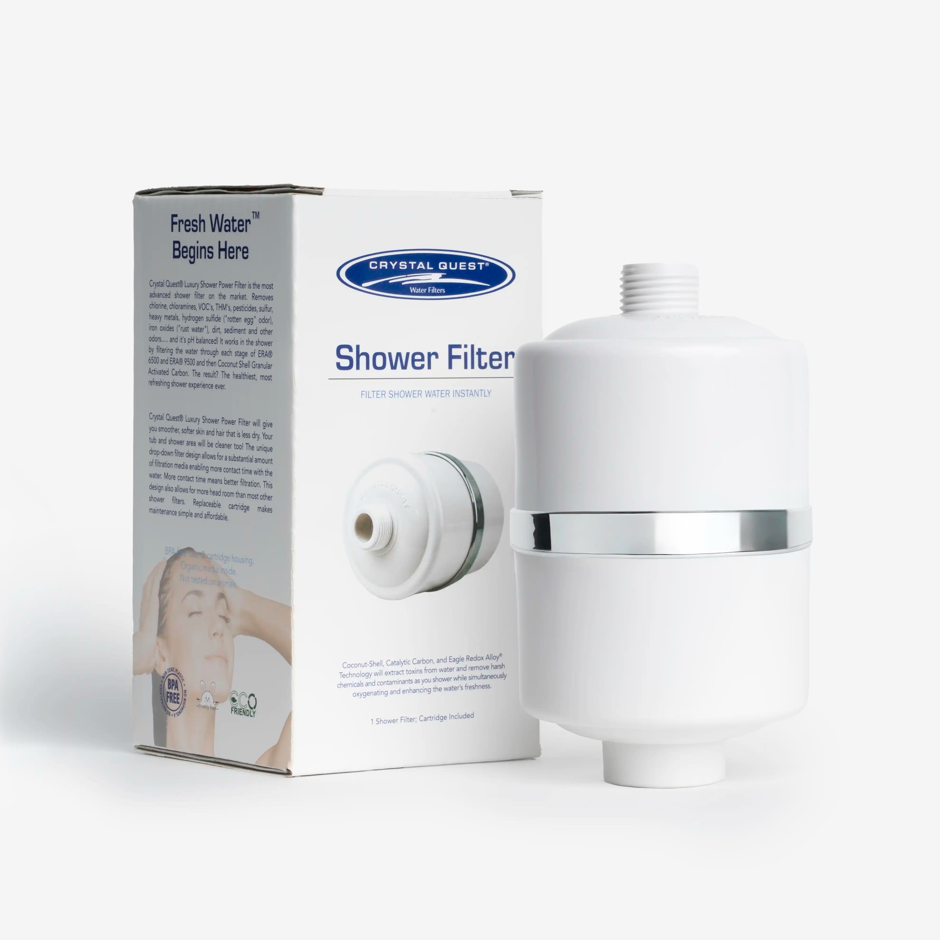 White / Without Shower Head Shower Filter - Shower Bath Filters - Crystal Quest