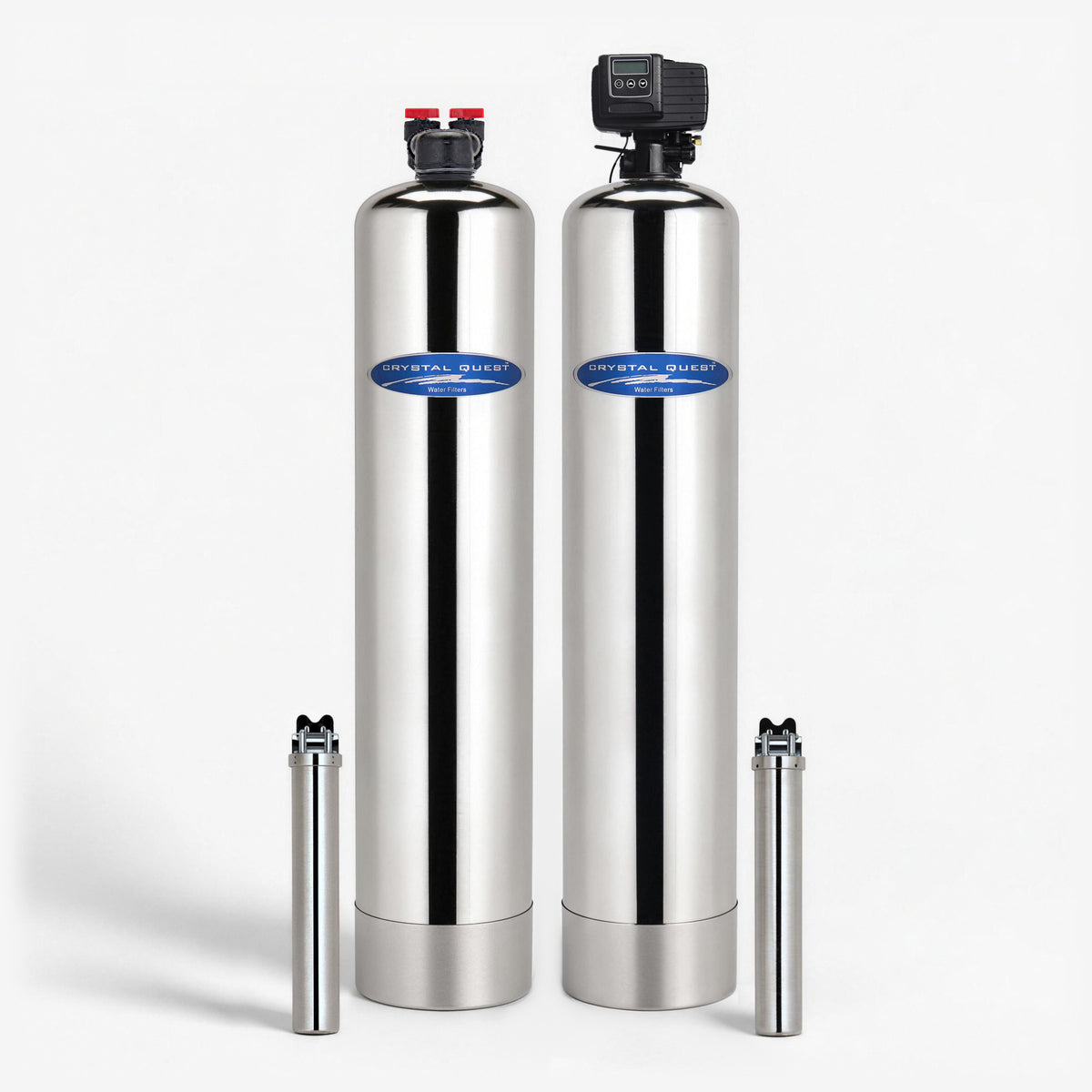 With Salt-Free Conditioner / Stainless Steel / 1.5 SMART Whole House Water Filter (9-13 GPM) - Whole House Water Filters - Crystal Quest®