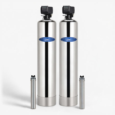 Arsenic Whole House Water Filter, with SMART filter in stainless steel, two stainless tanks with control heads and two slim housings