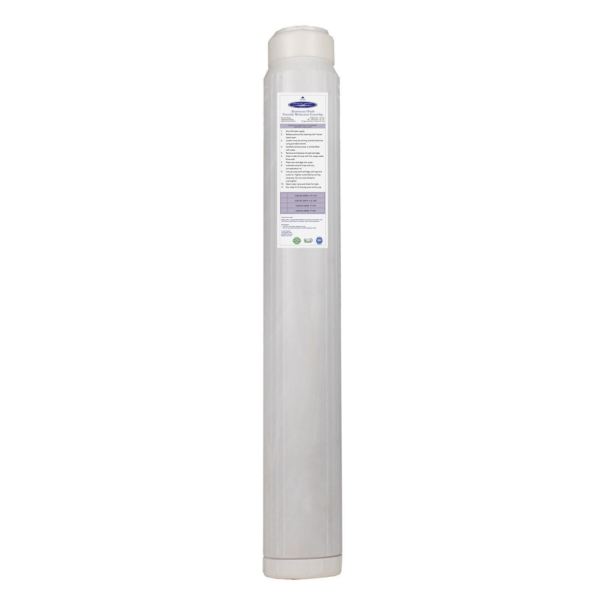 2-7/8" x 20" Fluoride Removal Filter Cartridge - Water Filter Cartridges - Crystal Quest