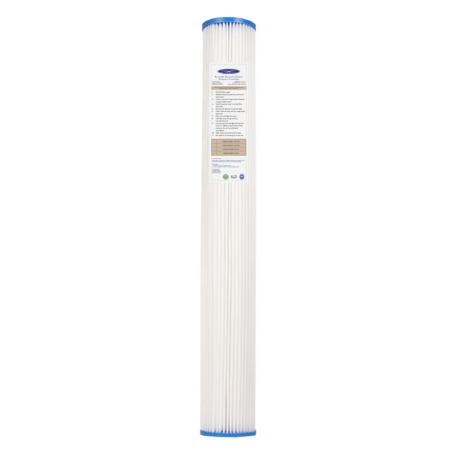 2-7/8” x 20” Pleated Cellulose Sediment Cartridge - Water Filter Cartridges - Crystal Quest