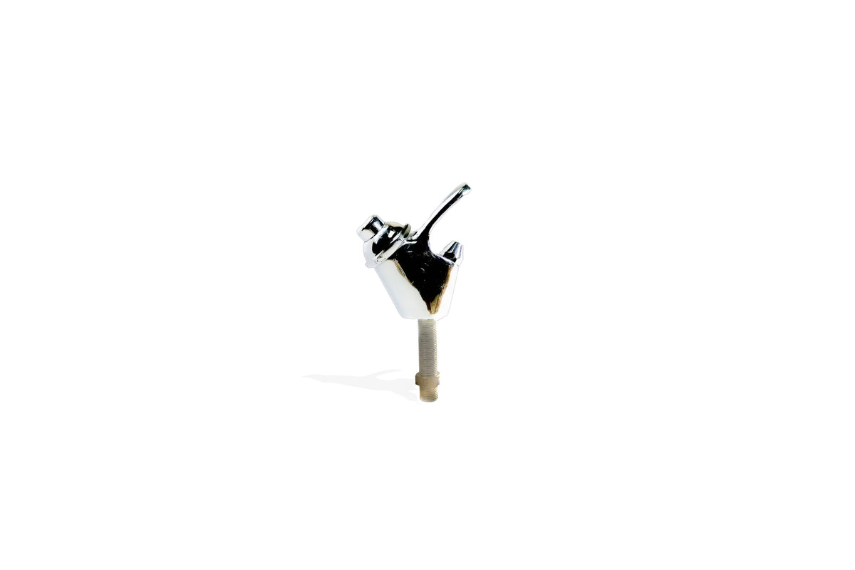 C68 Water Cooler Faucet, chrome cooler faucet with lever and threaded brass stem, front angle view