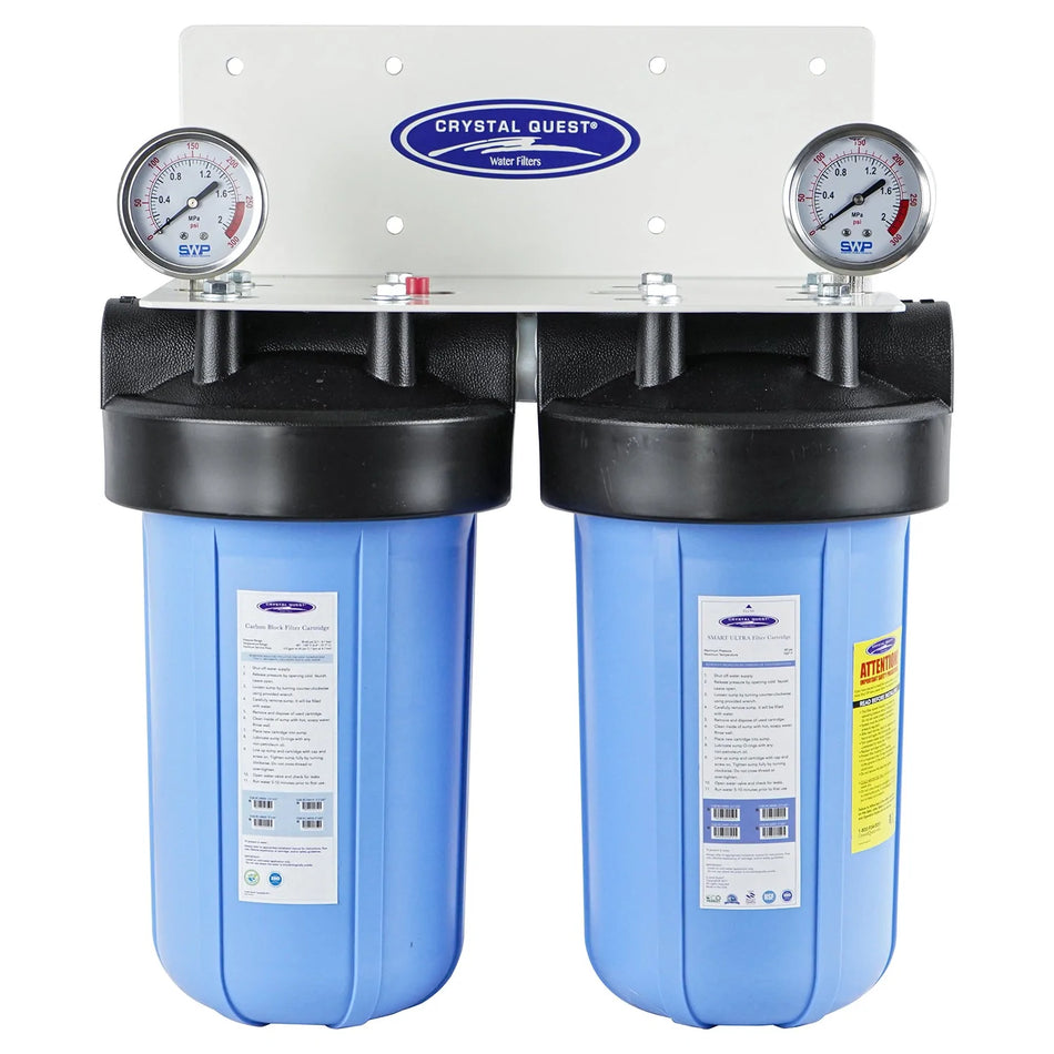 Double / 1" Compact Whole House Water Filter, SMART Series (3-6 GPM | 1-2 people) - Whole House Water Filters - Crystal Quest