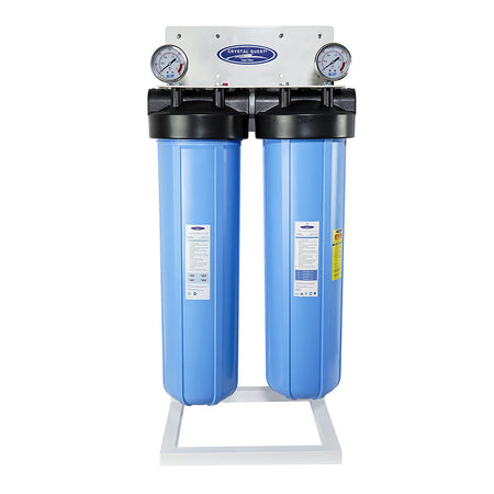 Double / 1" / With System Stand Big Blue Whole House Water Filter | Metal Removal (4-6 GPM | 1-2 people) - Whole House Water Filters - Crystal Quest