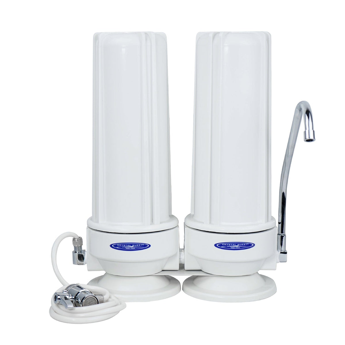 Double / White (Polypropylene) Fluoride Countertop Water Filter System - Countertop Water Filters - Crystal Quest
