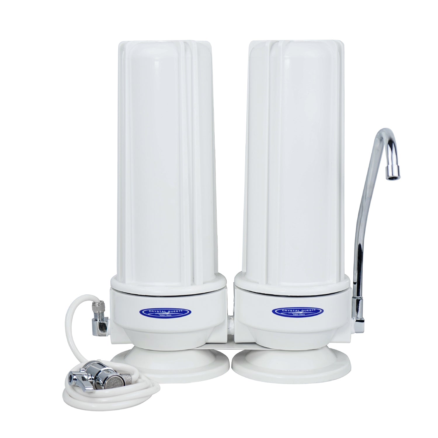 Double / White (Polypropylene) Nitrate Countertop Water Filter System - Countertop Water Filters - Crystal Quest