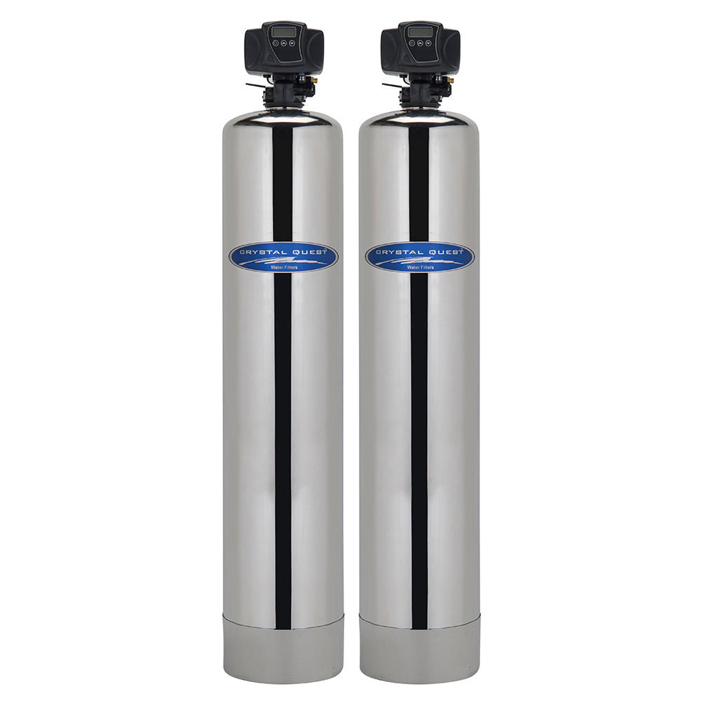 Stainless Steel / SMART + Fluoride / Automatic Whole House Inline Water Filter - Whole House Water Filters - Crystal Quest