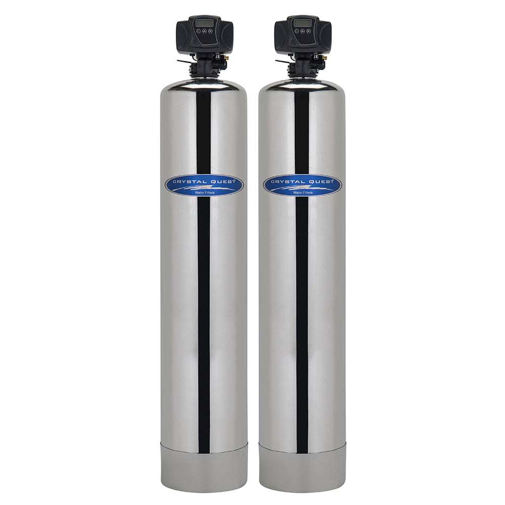 Sulfate Removal Whole House System, two stainless steel tanks with digital control heads