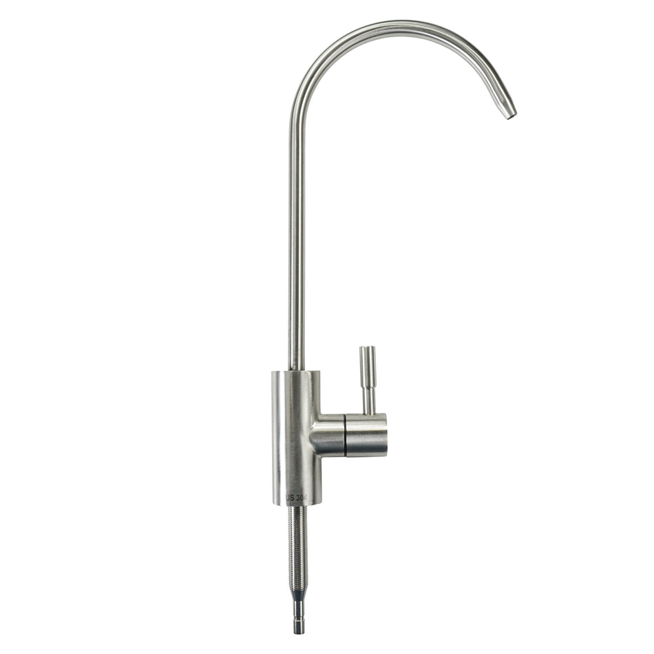 Stainless Steel with 1/4" Tube (Modern Pull Down Handle) - - Crystal Quest Water Filters