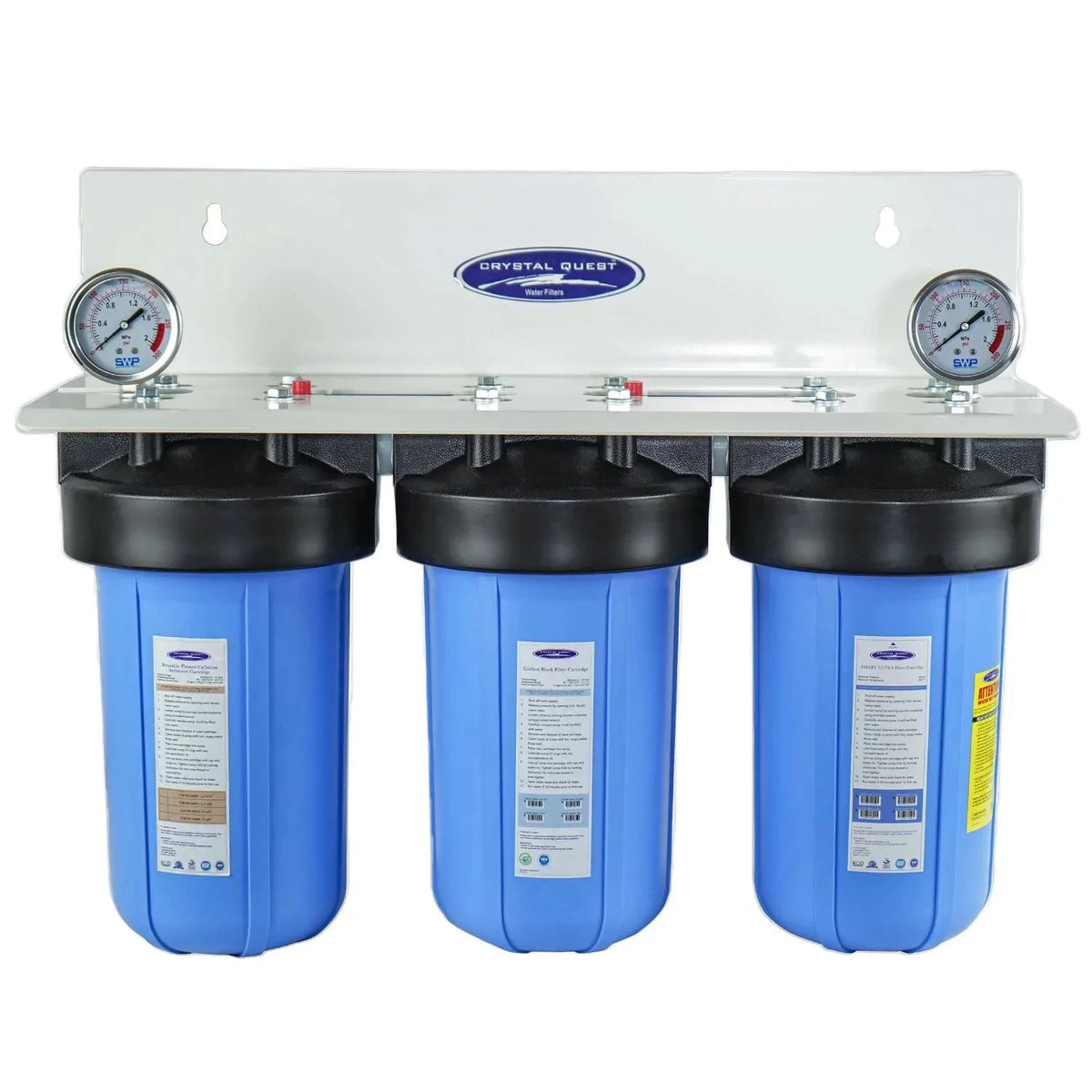 Triple / 1" Compact Whole House Water Filter | Iron, Manganese, Sulfide Removal (2-4 GPM | 1-2 people) - Whole House Water Filters - Crystal Quest