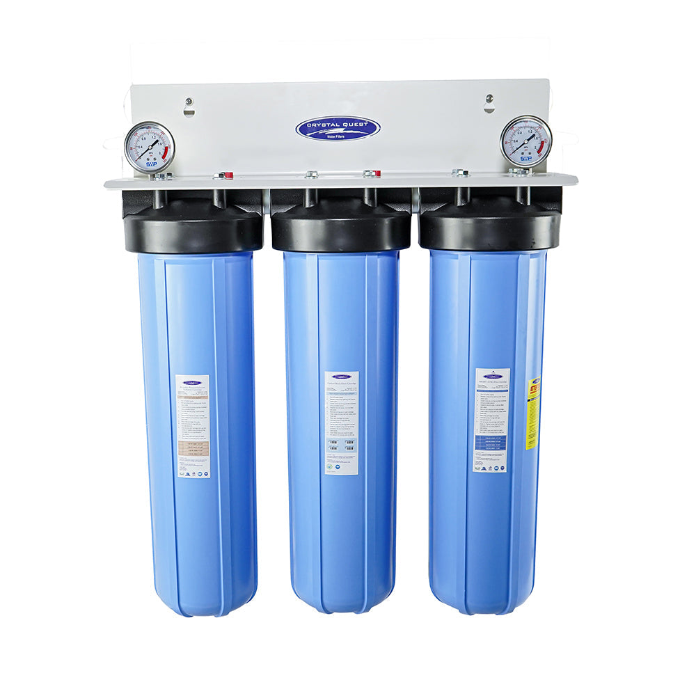 Triple / 1" / No System Stand Big Blue Whole House Water Filter | Metal Removal (4-6 GPM | 1-2 people) - Whole House Water Filters - Crystal Quest