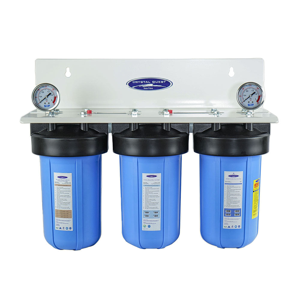 Triple / 1" / No System Stand Compact Whole House Water Filter, Alkalizing (2-4 GPM | 1-2 people) - Whole House Water Filters - Crystal Quest