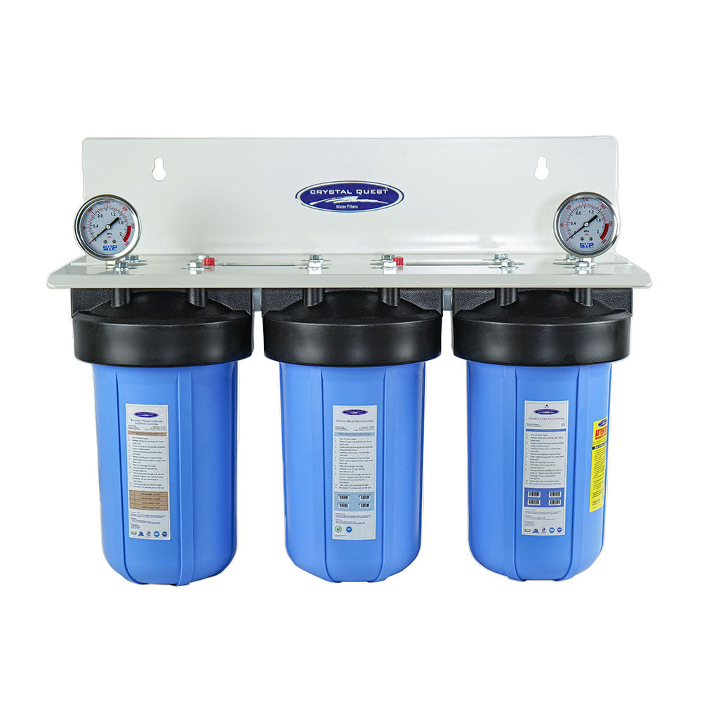 Triple / 1" / No System Stand Compact Whole House Water Filter, Alkalizing (2-4 GPM | 1-2 people) - Whole House Water Filters - Crystal Quest