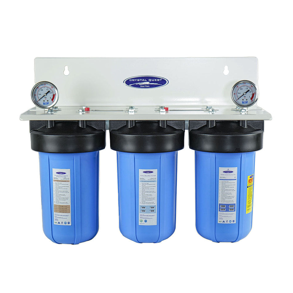 Triple / 1" / No System Stand Compact Whole House Water Filter, Arsenic Removal (2-4 GPM | 1-2 people) - Whole House Water Filters - Crystal Quest