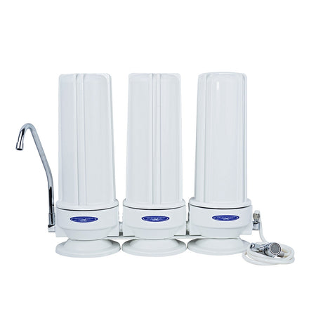 Triple / White (Polypropylene) Alkaline Countertop Water Filter System - Countertop Water Filters - Crystal Quest