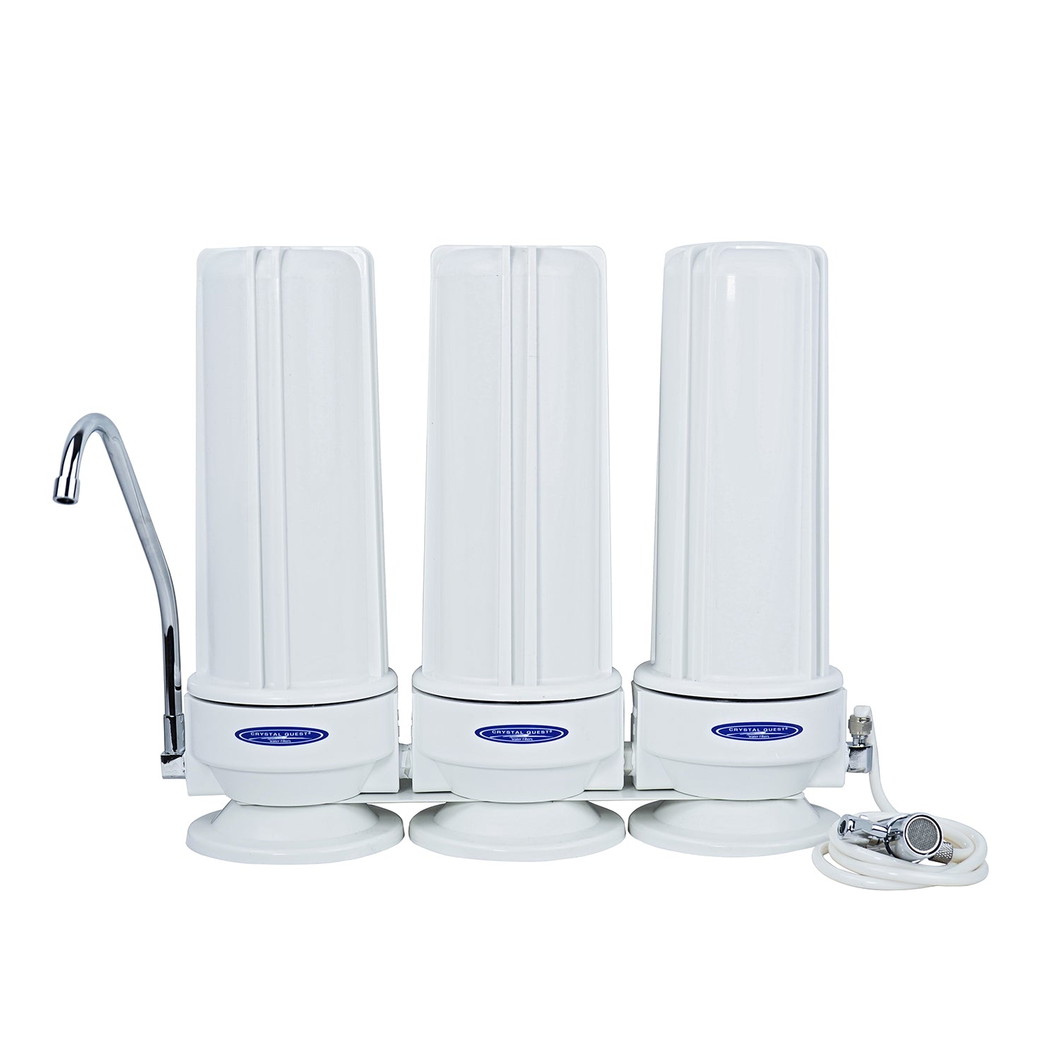 Triple / White (Polypropylene) Ceramic Countertop Water Filter System - Countertop Water Filters - Crystal Quest