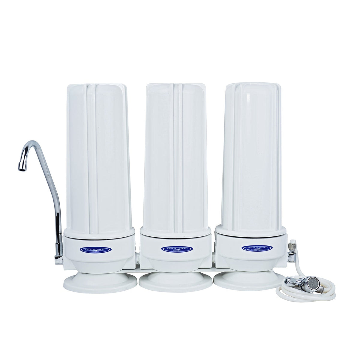 Triple / White (Polypropylene) Fluoride Countertop Water Filter System - Countertop Water Filters - Crystal Quest