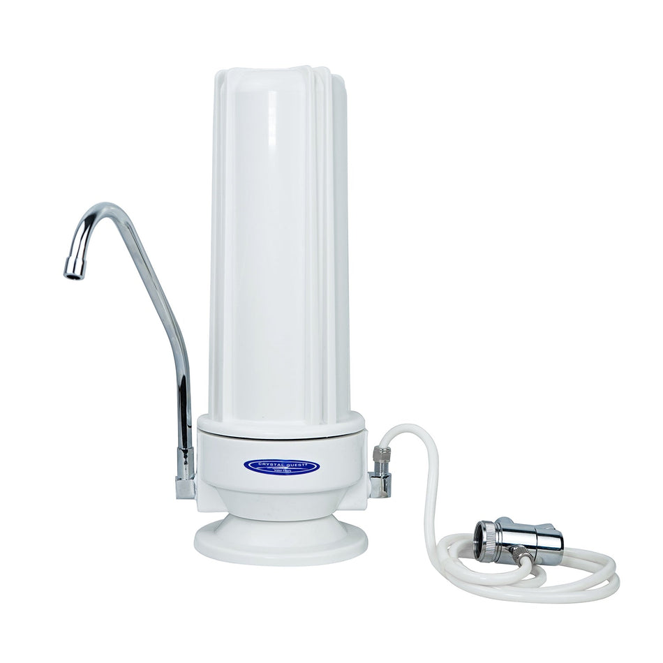 White Alkaline Water Filter System | SMART Countertop Single Cartridge - Countertop Water Filters - Crystal Quest