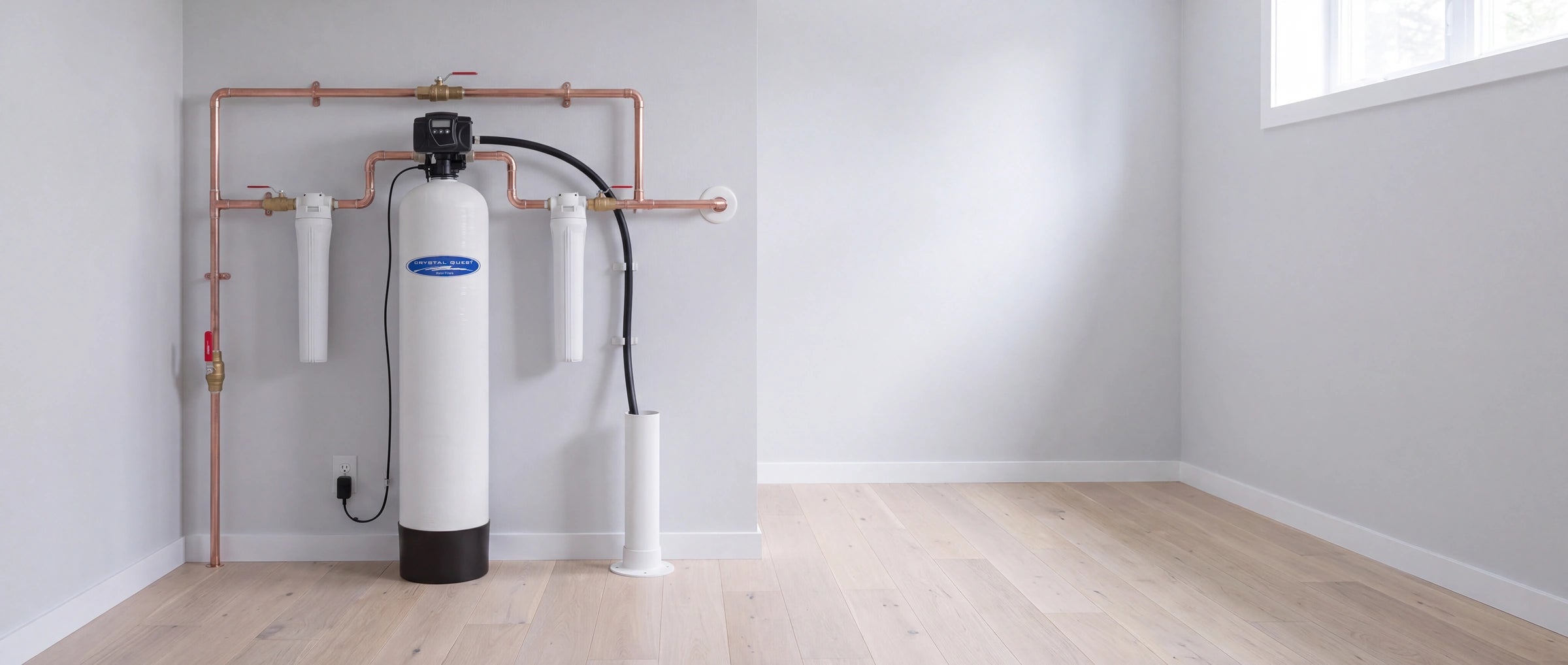 SMART whole house water filter installed on a home's main water line